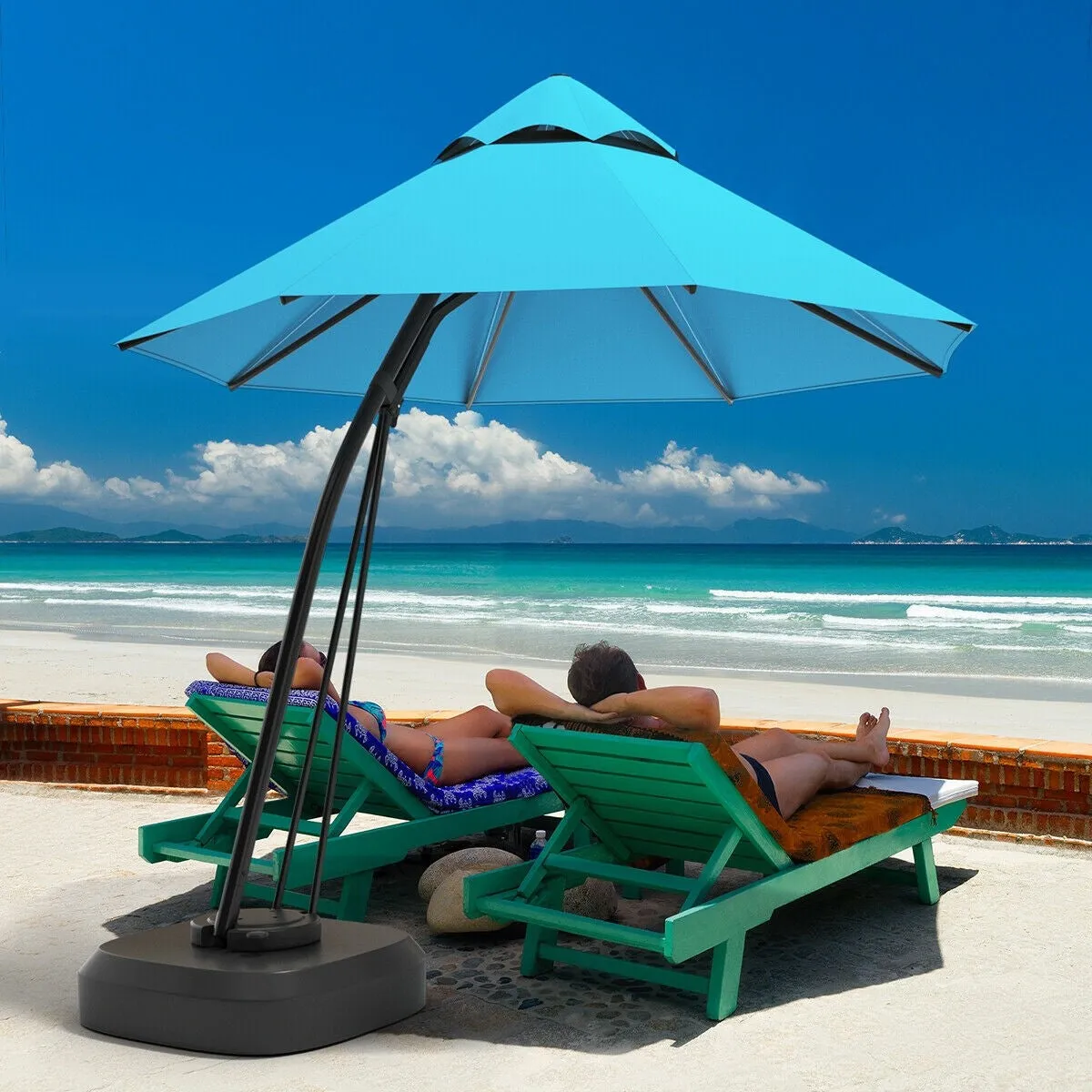 11ft Outdoor Cantilever Hanging Umbrella - Turquoise