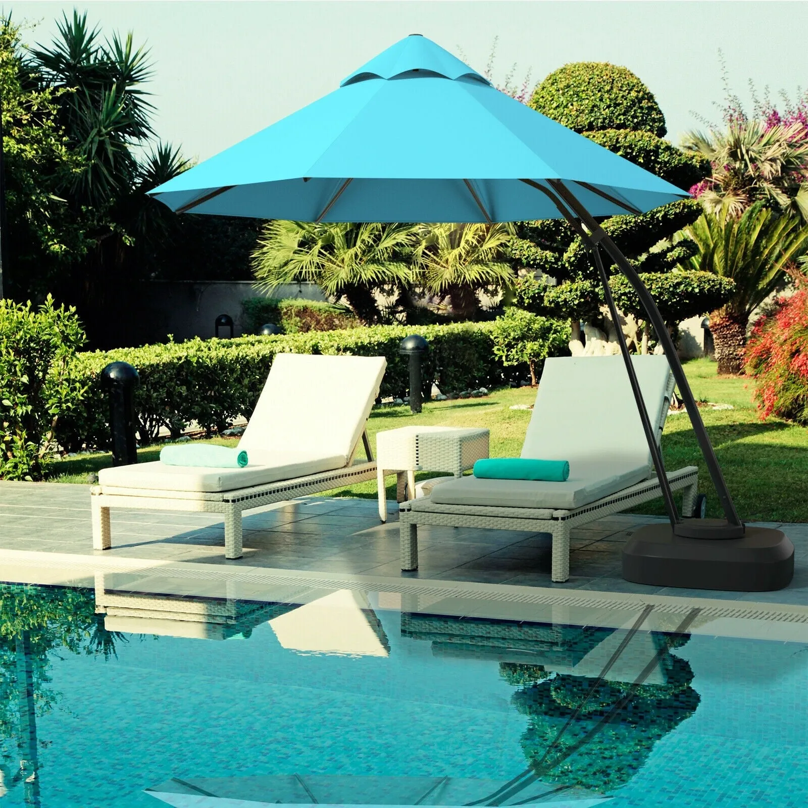 11ft Outdoor Cantilever Hanging Umbrella - Turquoise