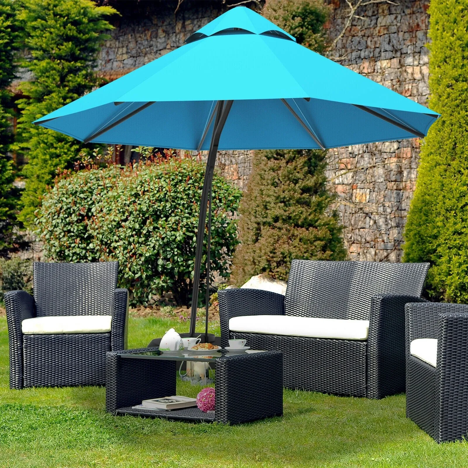 11ft Outdoor Cantilever Hanging Umbrella - Turquoise