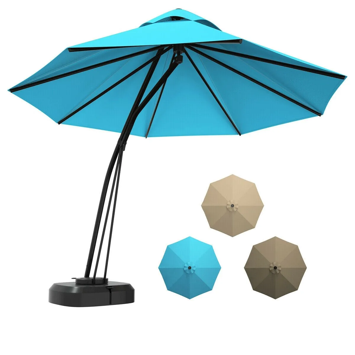 11ft Outdoor Cantilever Hanging Umbrella - Turquoise