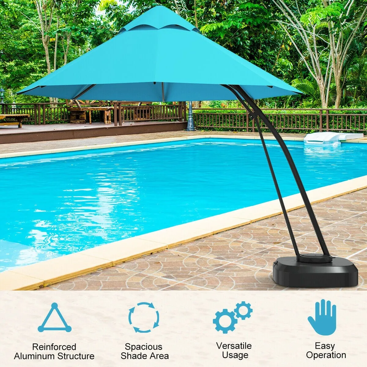 11ft Outdoor Cantilever Hanging Umbrella - Turquoise