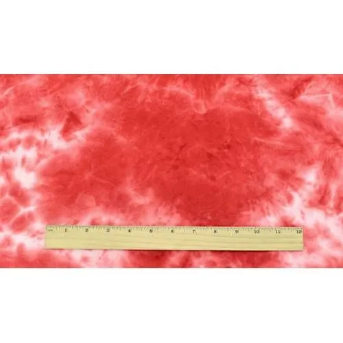 2 1/4 YD PC-Bright Red/White Tie Dye Rayon Jersey Knit Fabric