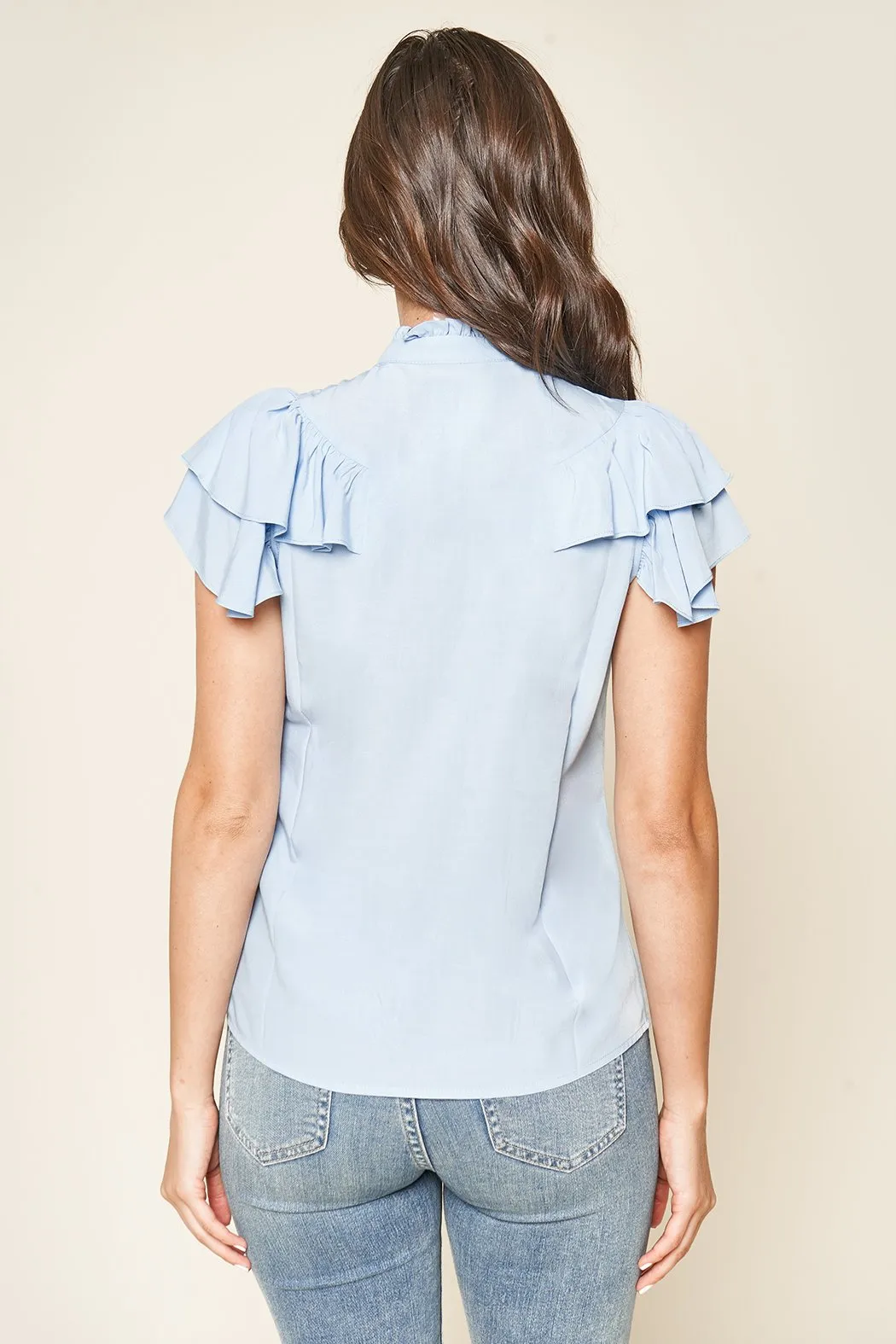 A Plus Ruffled Pintuck Blouse