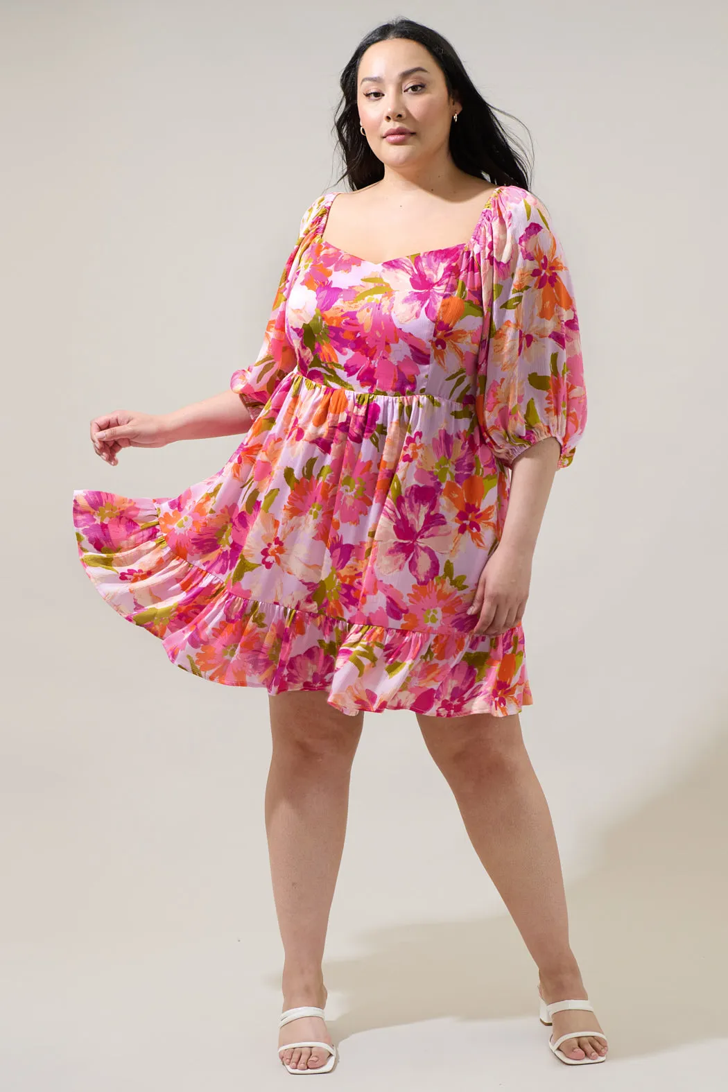 Abigal Floral Evy Sweetheart Mini Dress Curve