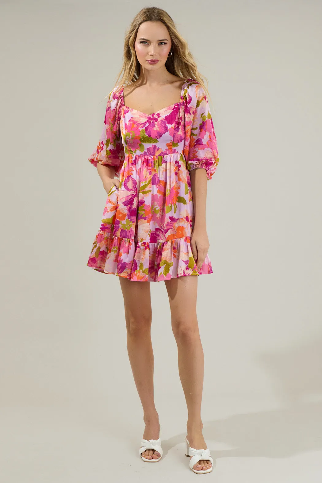 Abigal Floral Evy Sweetheart Mini Dress