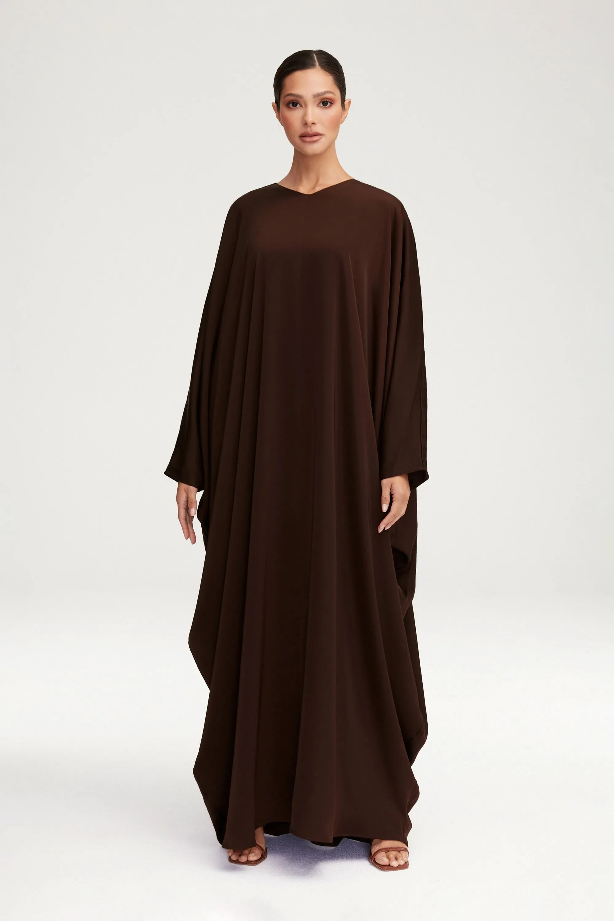 Anisa Satin Kaftan - Espresso