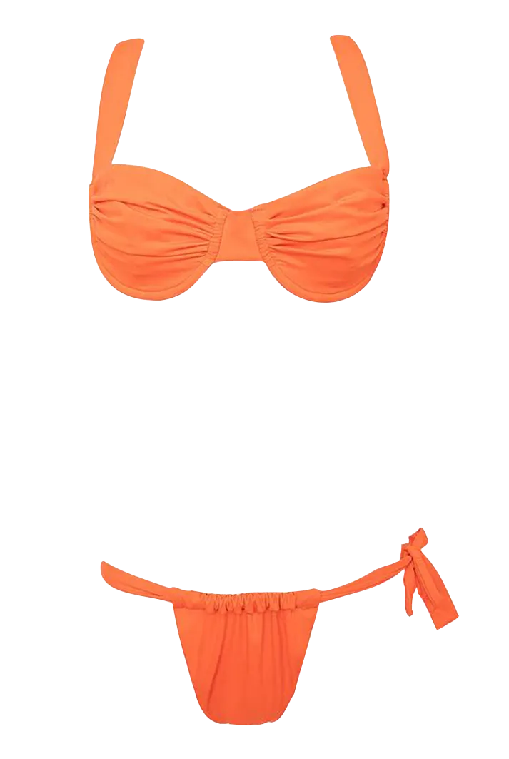 Anna Orange Ruched Low Rise Bikini