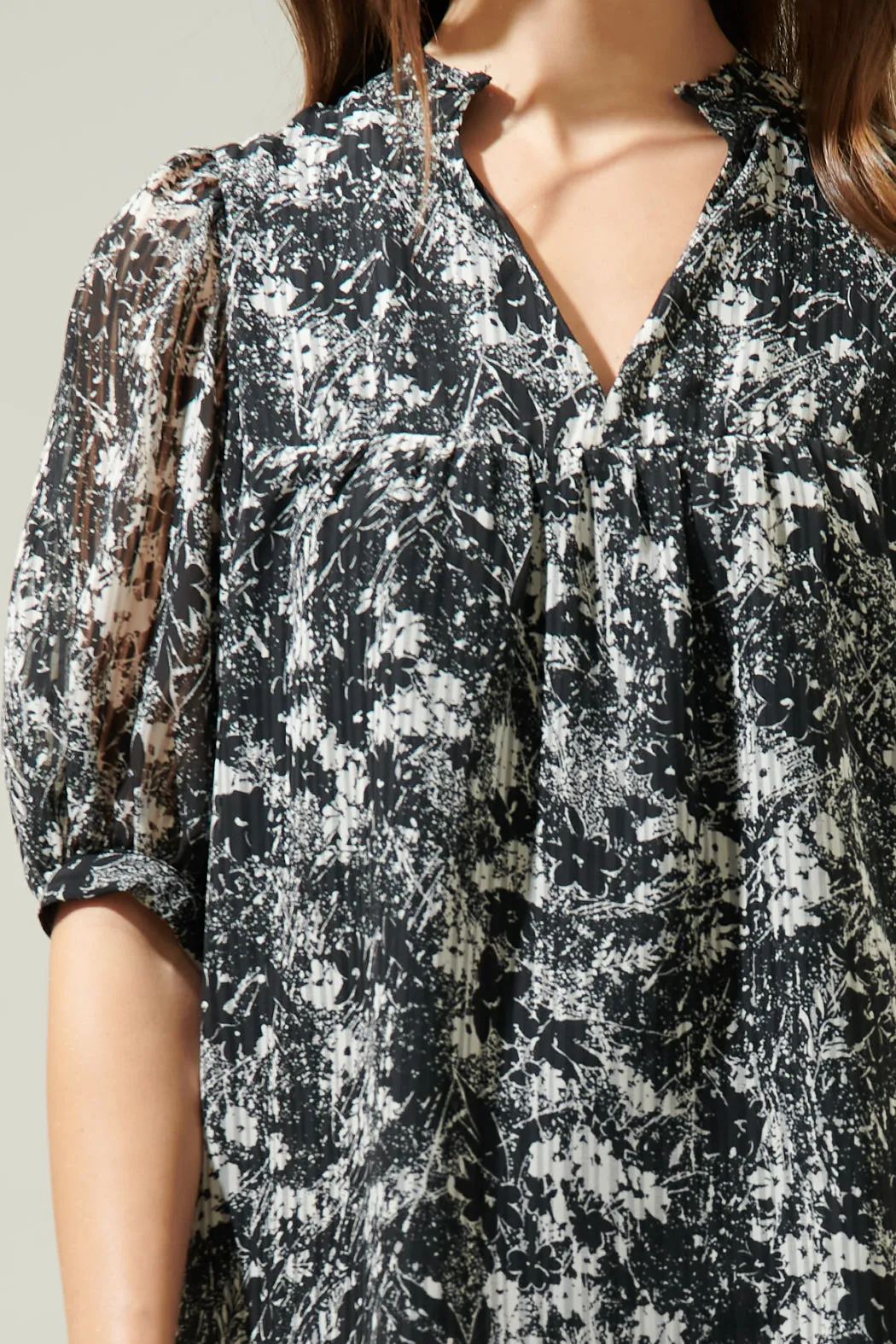 Armara Floral Delano Ruffle Split Neck Blouse