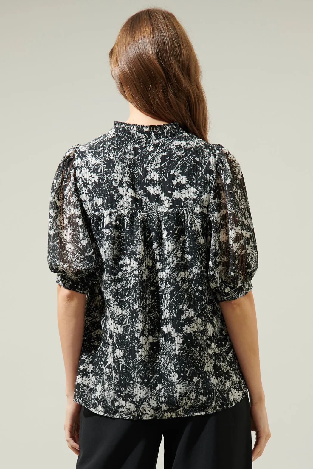 Armara Floral Delano Ruffle Split Neck Blouse