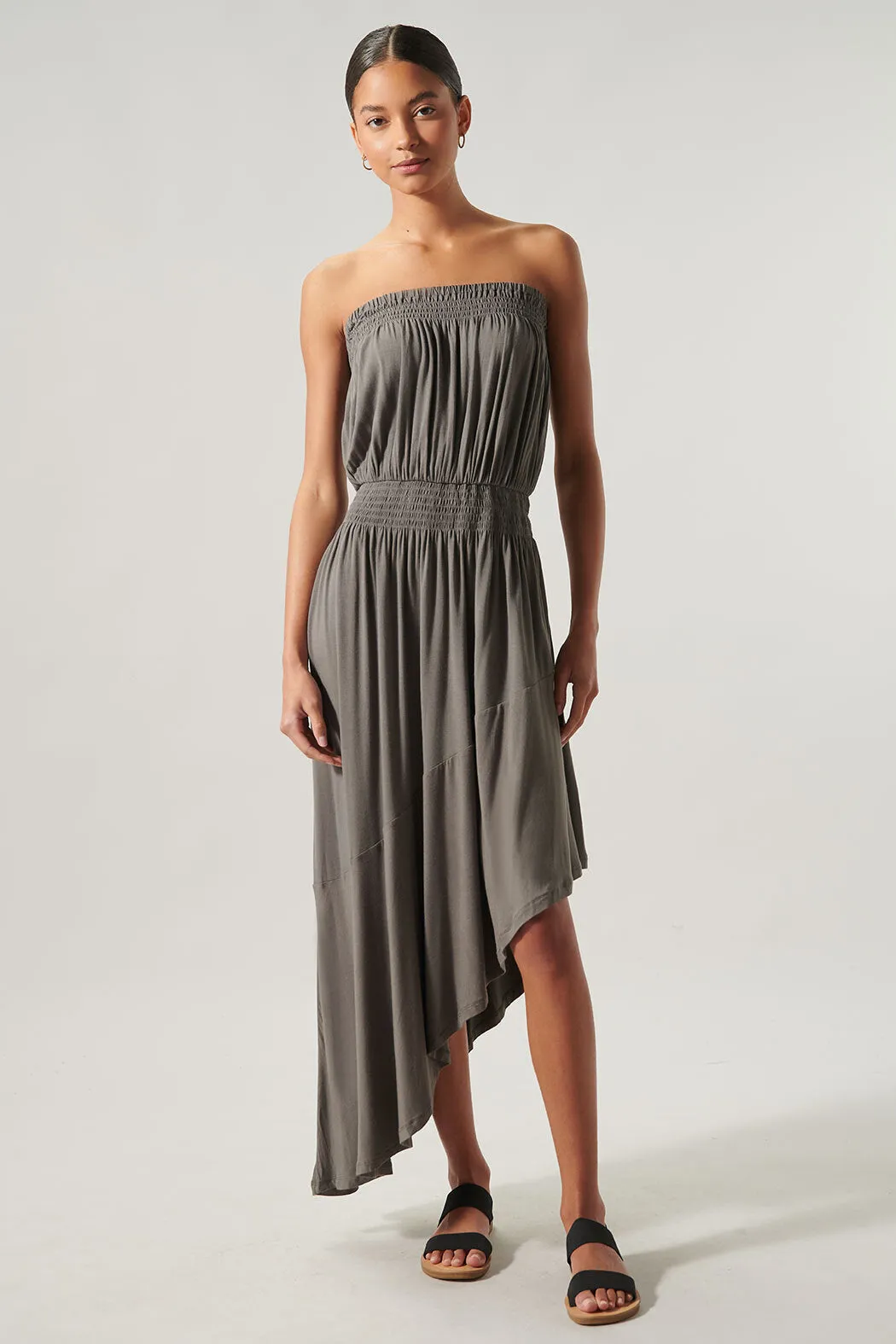 Ayanna Asymmetric Tube Midi Dress