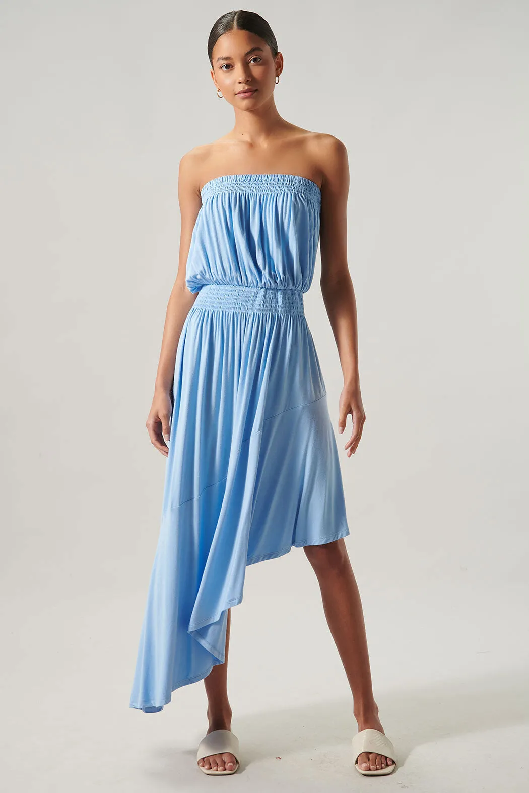 Ayanna Asymmetric Tube Midi Dress