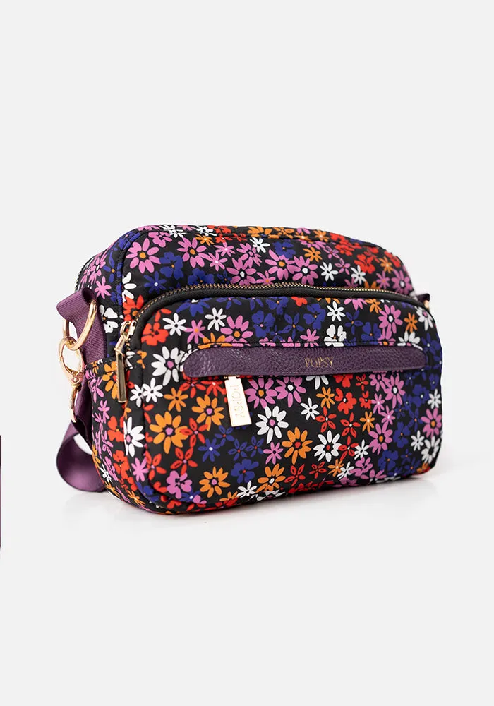 Black Ditsy Floral Print Cross Body Bag