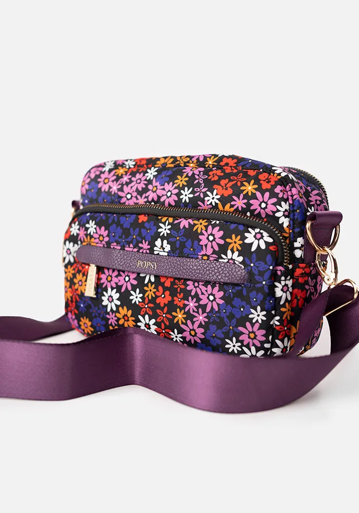 Black Ditsy Floral Print Cross Body Bag