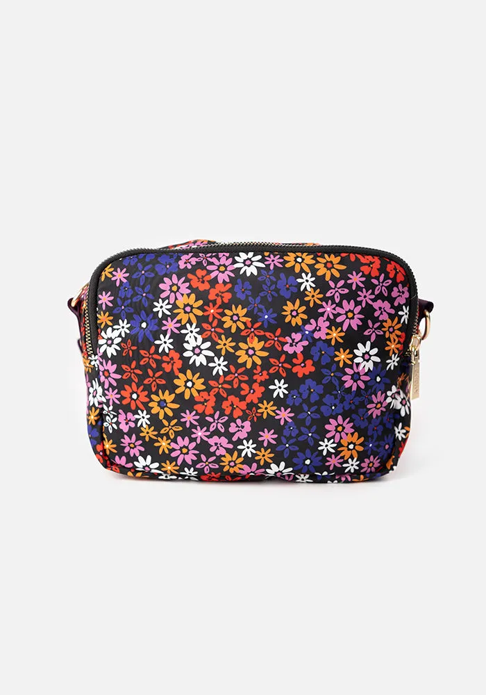 Black Ditsy Floral Print Cross Body Bag