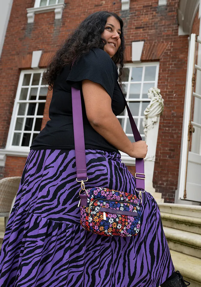 Black Ditsy Floral Print Cross Body Bag