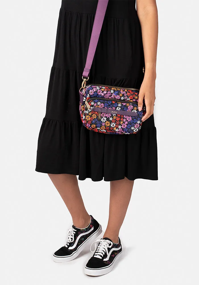 Black Ditsy Floral Print Cross Body Bag