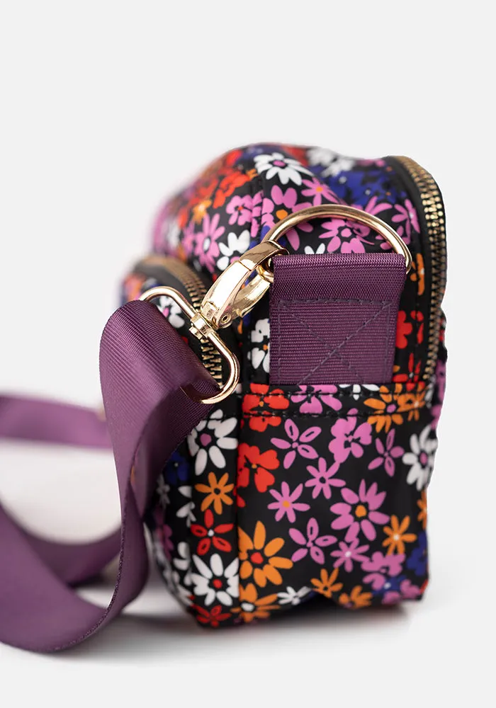 Black Ditsy Floral Print Cross Body Bag