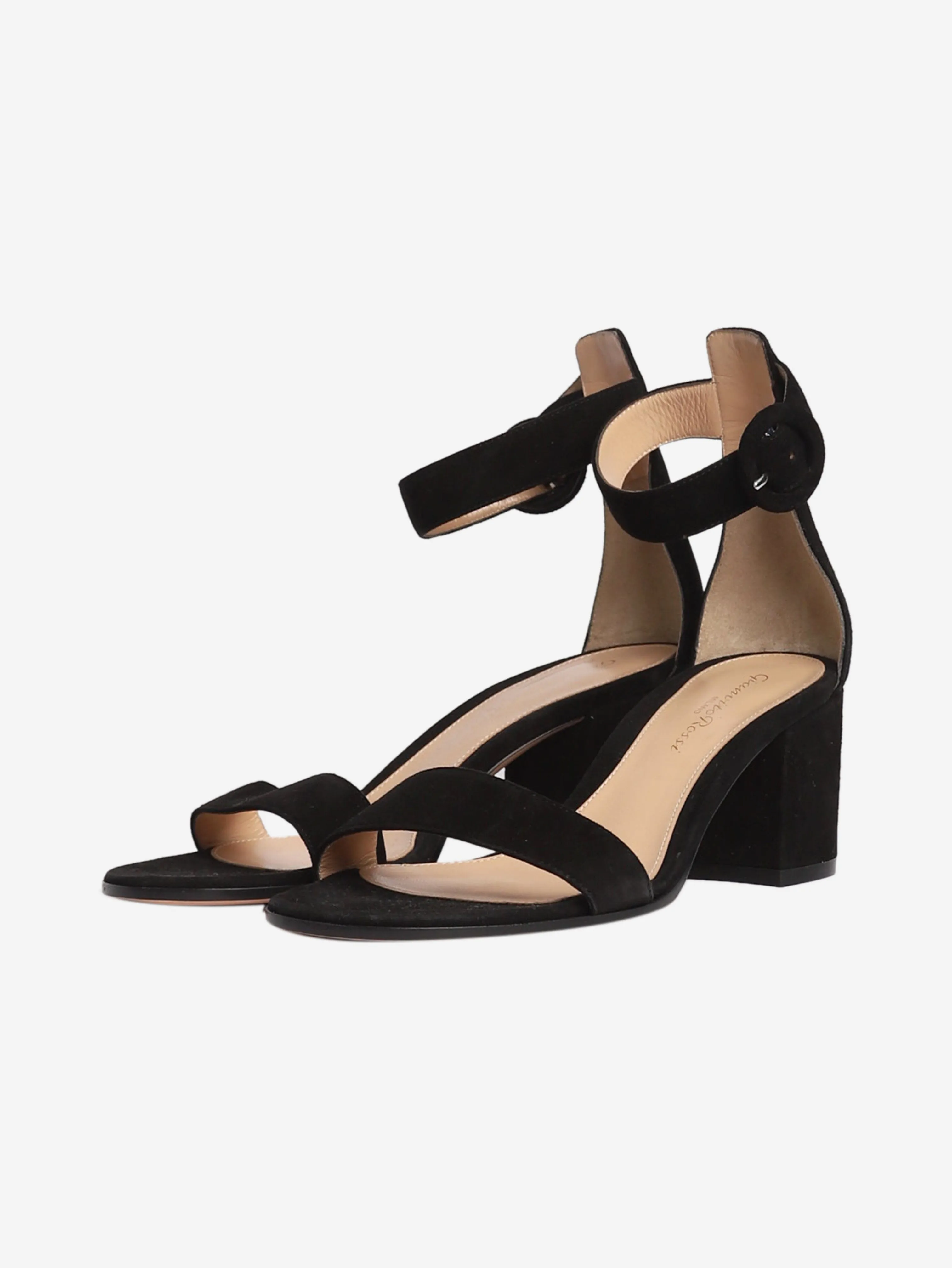 Black suede Portofino sandal heels - size EU 36