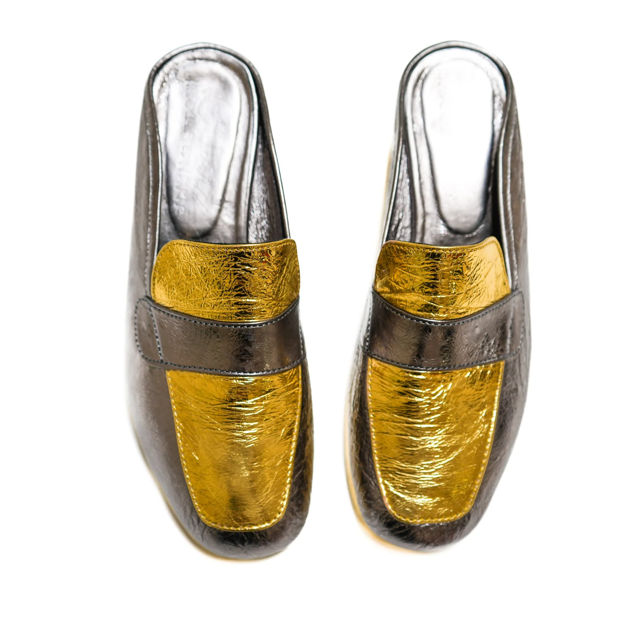 Brooklyn Metallic Leather Mules