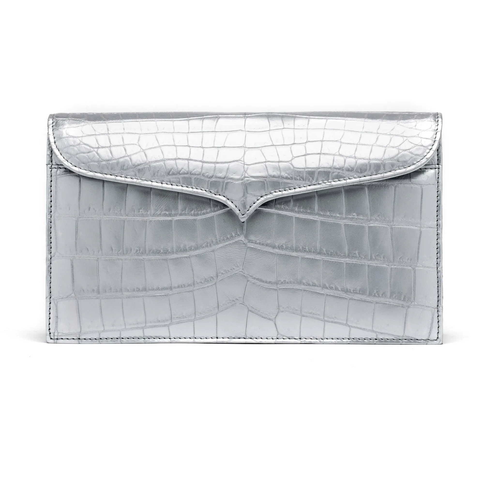 Capri Clutch in Metallic Silver