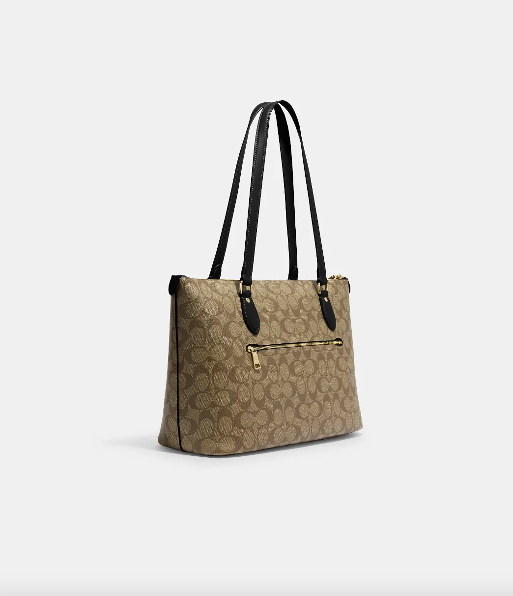 Coach Gallery Tote In Signature Khaki Black