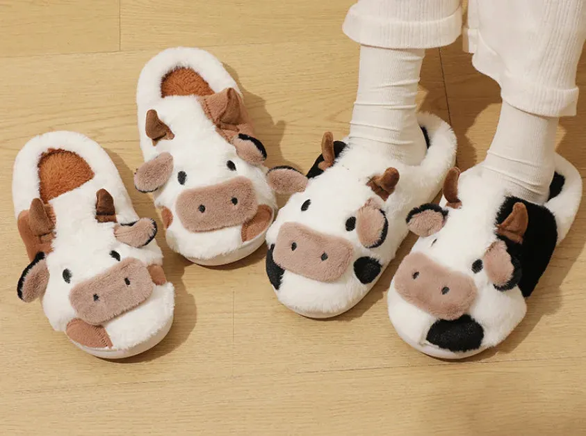 Cute Cow Fluffy House Shoe Slippers