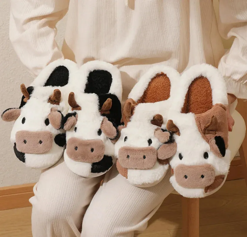 Cute Cow Fluffy House Shoe Slippers