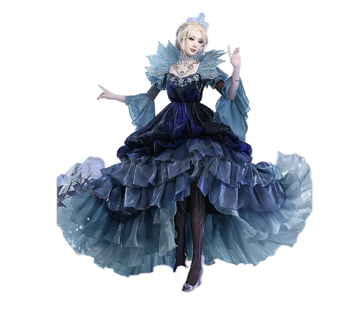 DokiDoki-SR Game Identity Ⅴ Cosplay Bloody Queen Cosplay Costume/Shoes/Wig Mary Night Tide Blue Dress idv