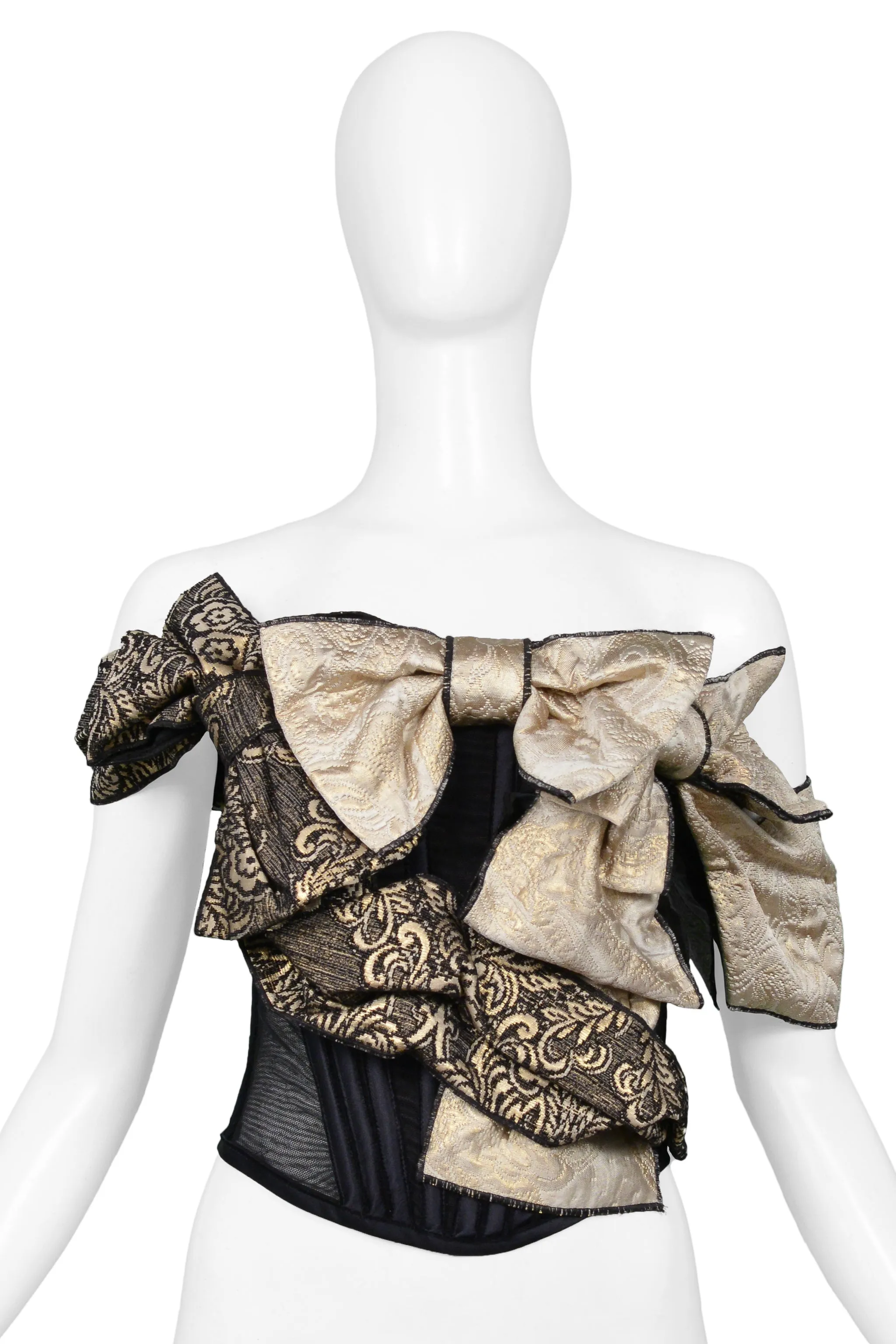 DOLCE & GABBANA BLACK & GOLD MULTI BOW CORSET TOP 2009