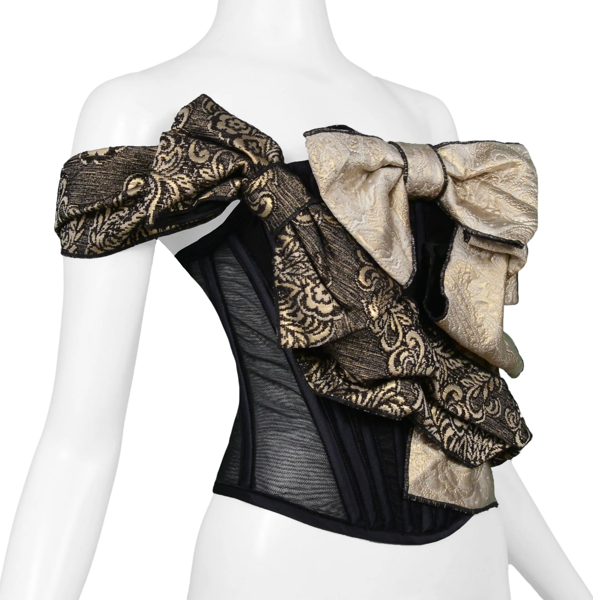 DOLCE & GABBANA BLACK & GOLD MULTI BOW CORSET TOP 2009