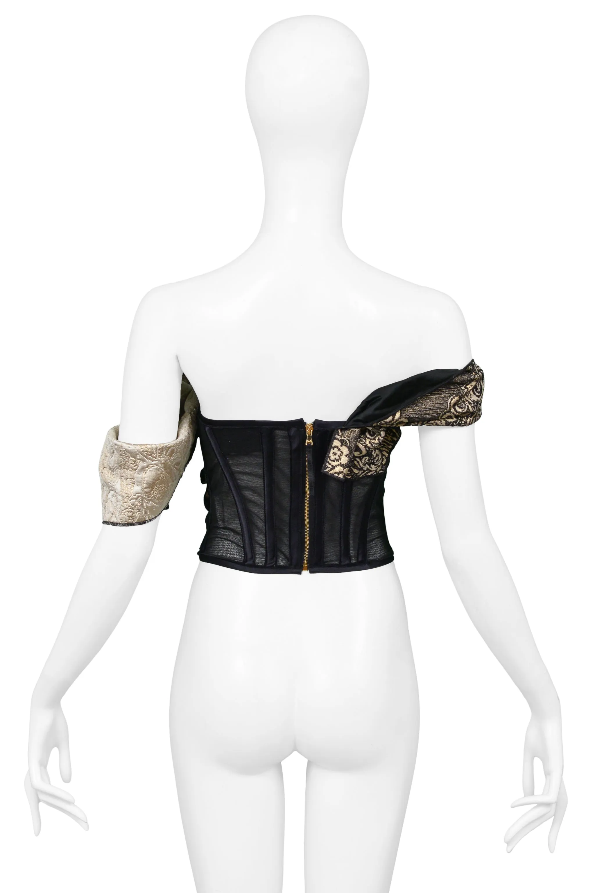 DOLCE & GABBANA BLACK & GOLD MULTI BOW CORSET TOP 2009