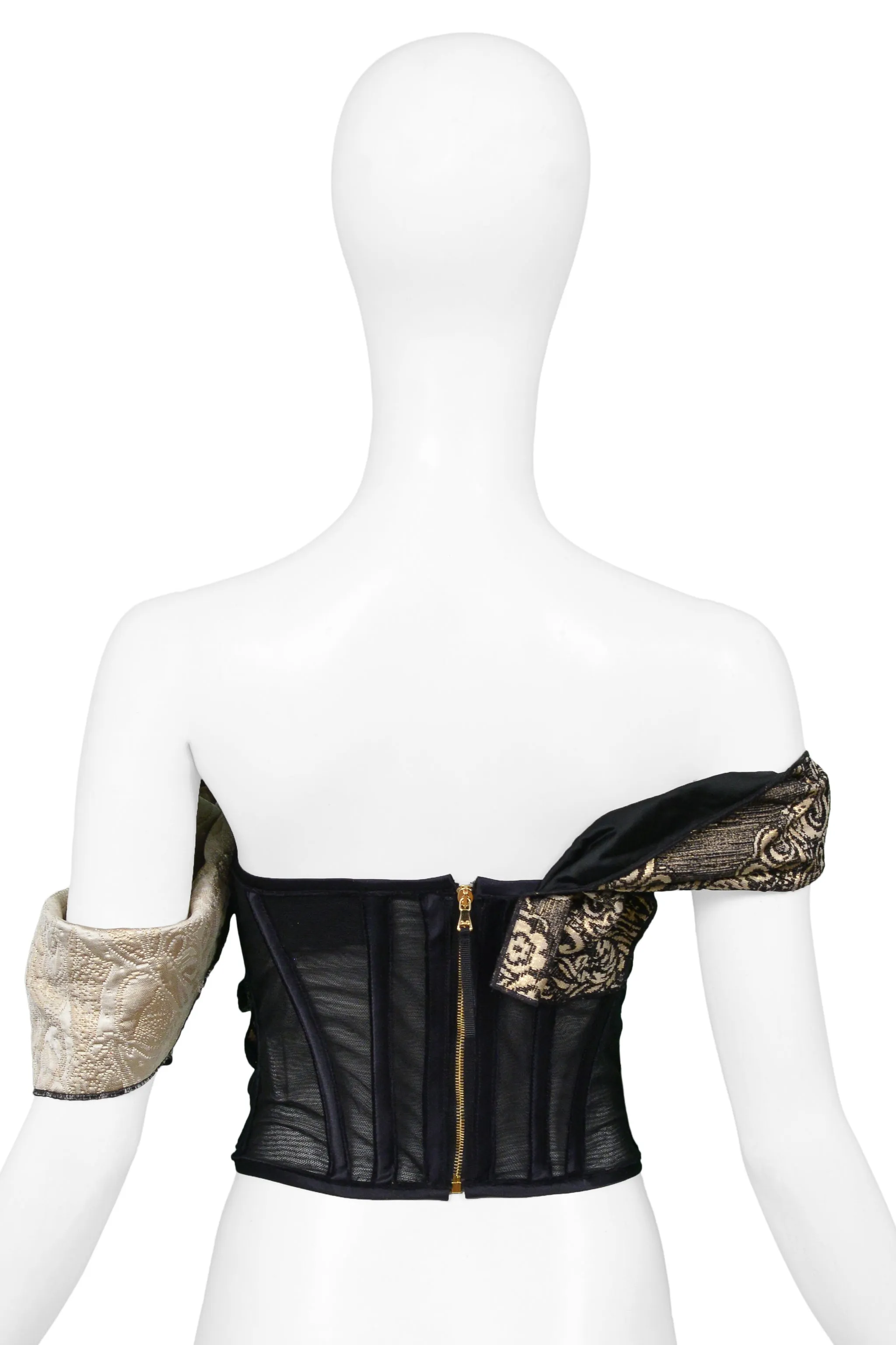 DOLCE & GABBANA BLACK & GOLD MULTI BOW CORSET TOP 2009