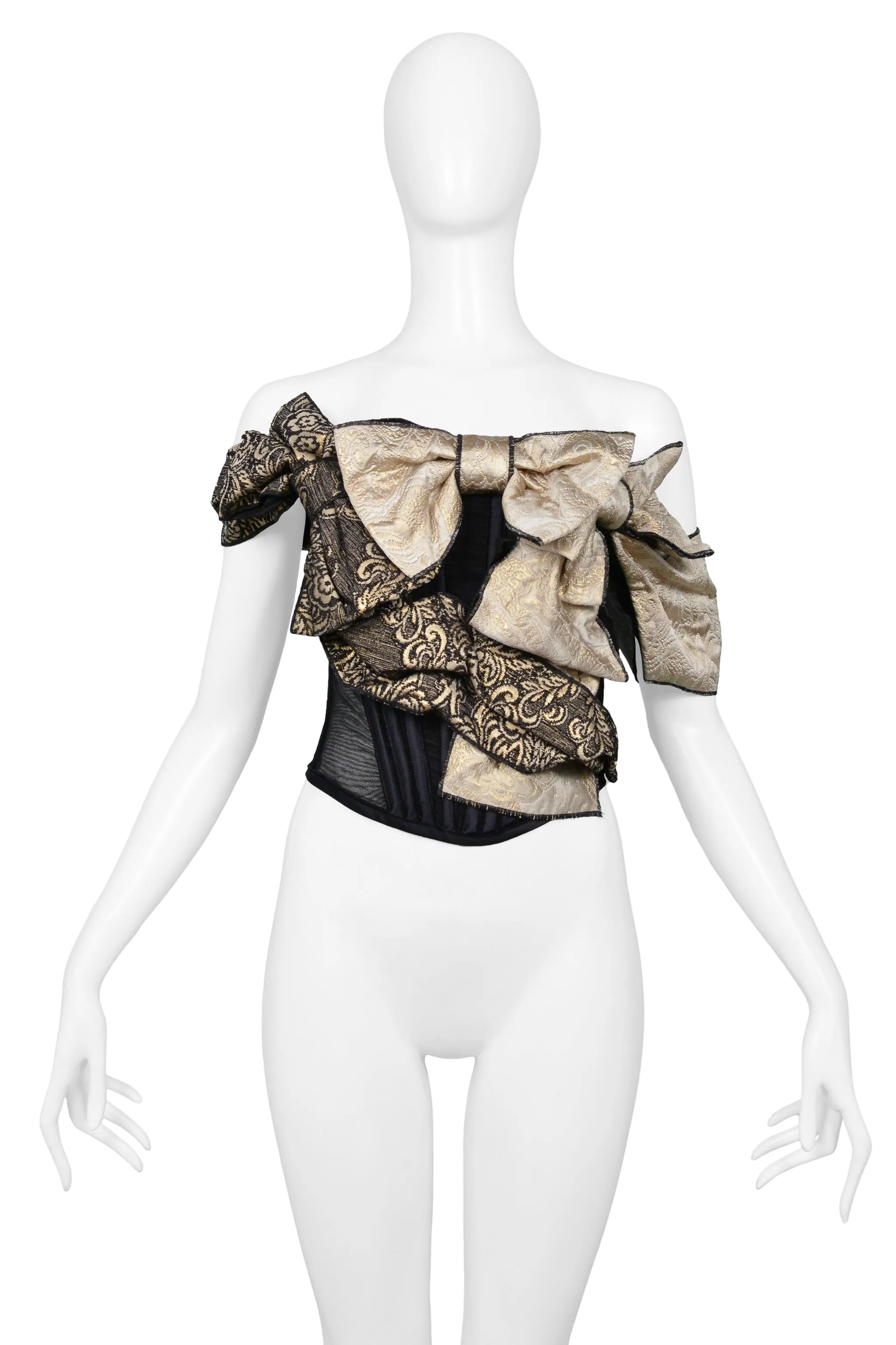 DOLCE & GABBANA BLACK & GOLD MULTI BOW CORSET TOP 2009