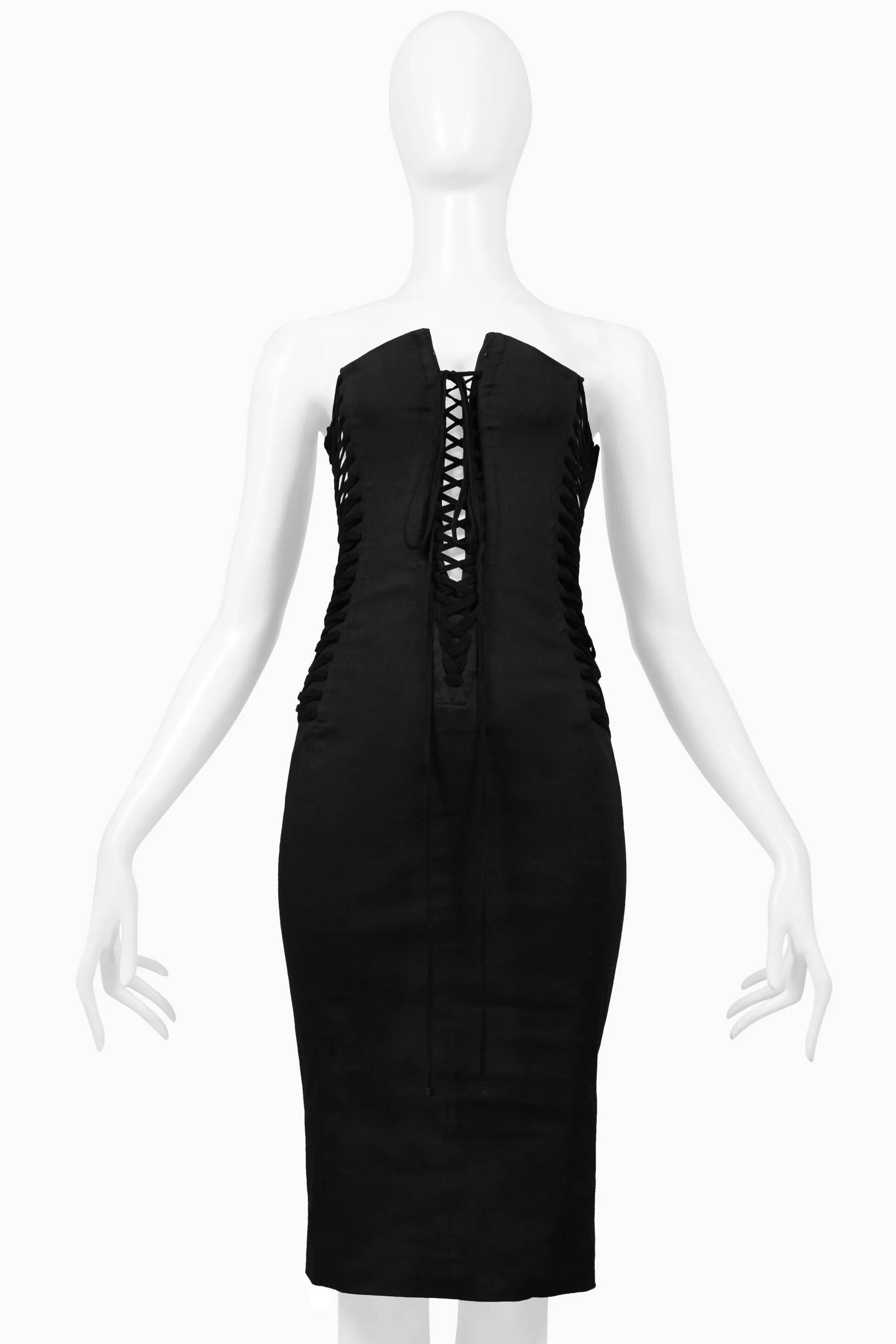 DOLCE & GABBANA BLACK STRAPLESS CORSET DRESS 2002