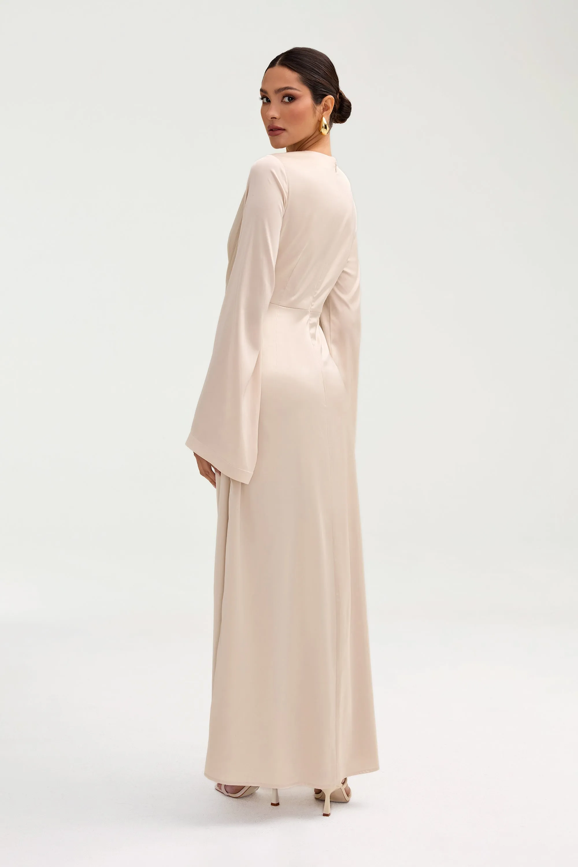 Duha Satin Twist Front Maxi Dress - Cloud