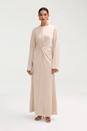 Duha Satin Twist Front Maxi Dress - Cloud