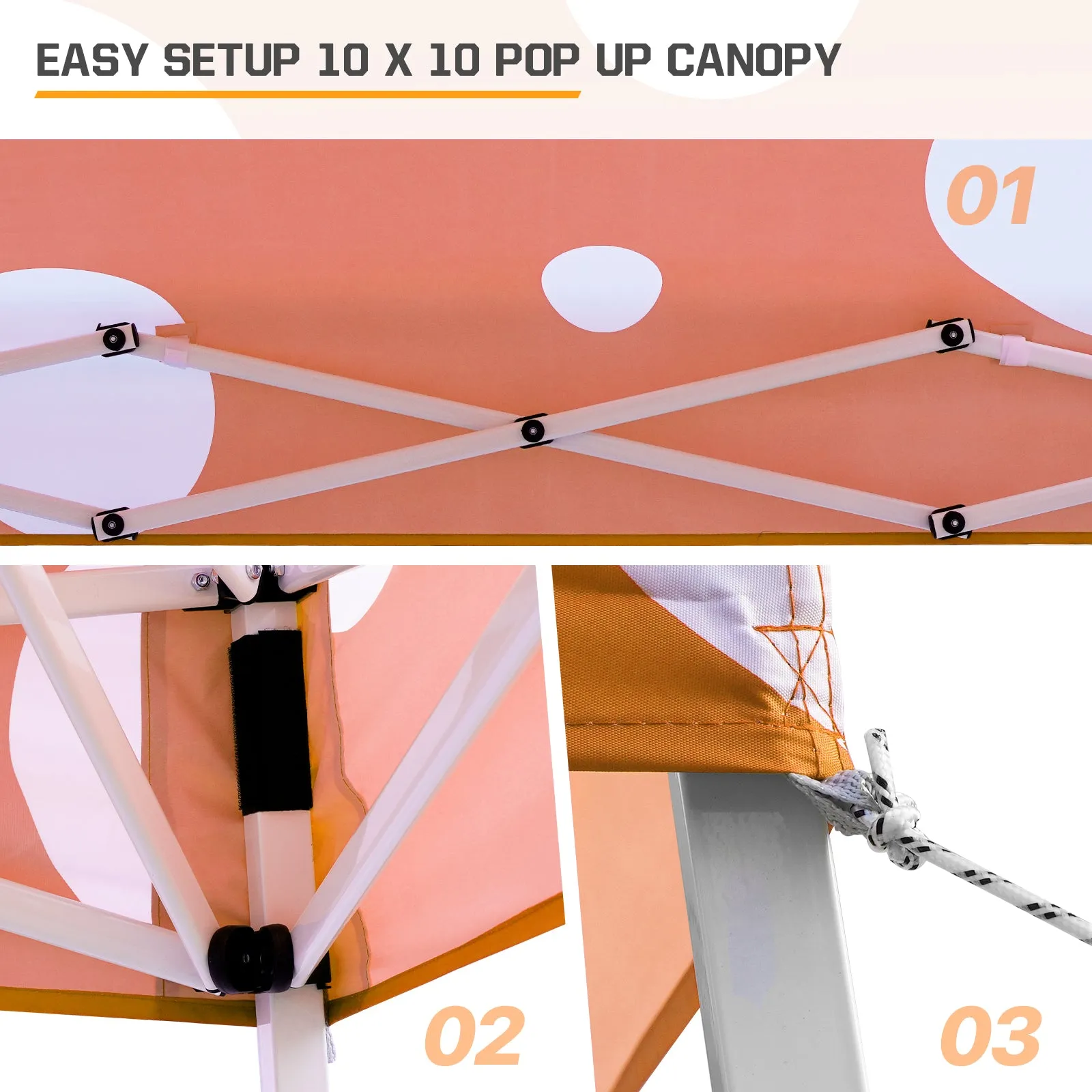 Eagle Peak SHADE GRAPHiX Slant Leg 10x10 Easy Setup Pop Up Canopy Tent (Orange Mushroom Top)