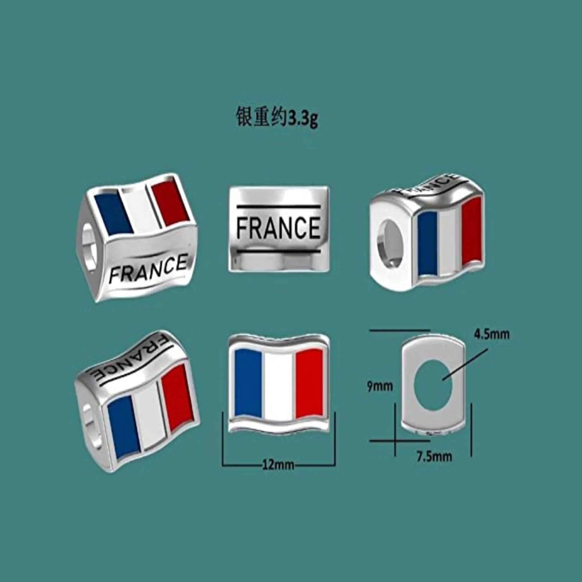 France Flag Country Bead Charm