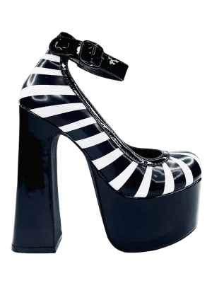 FRIGHT BLACK/WHITE PLATFORM HEELS