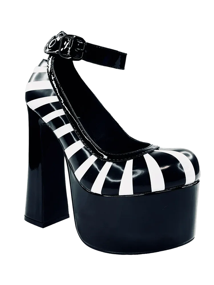 FRIGHT BLACK/WHITE PLATFORM HEELS