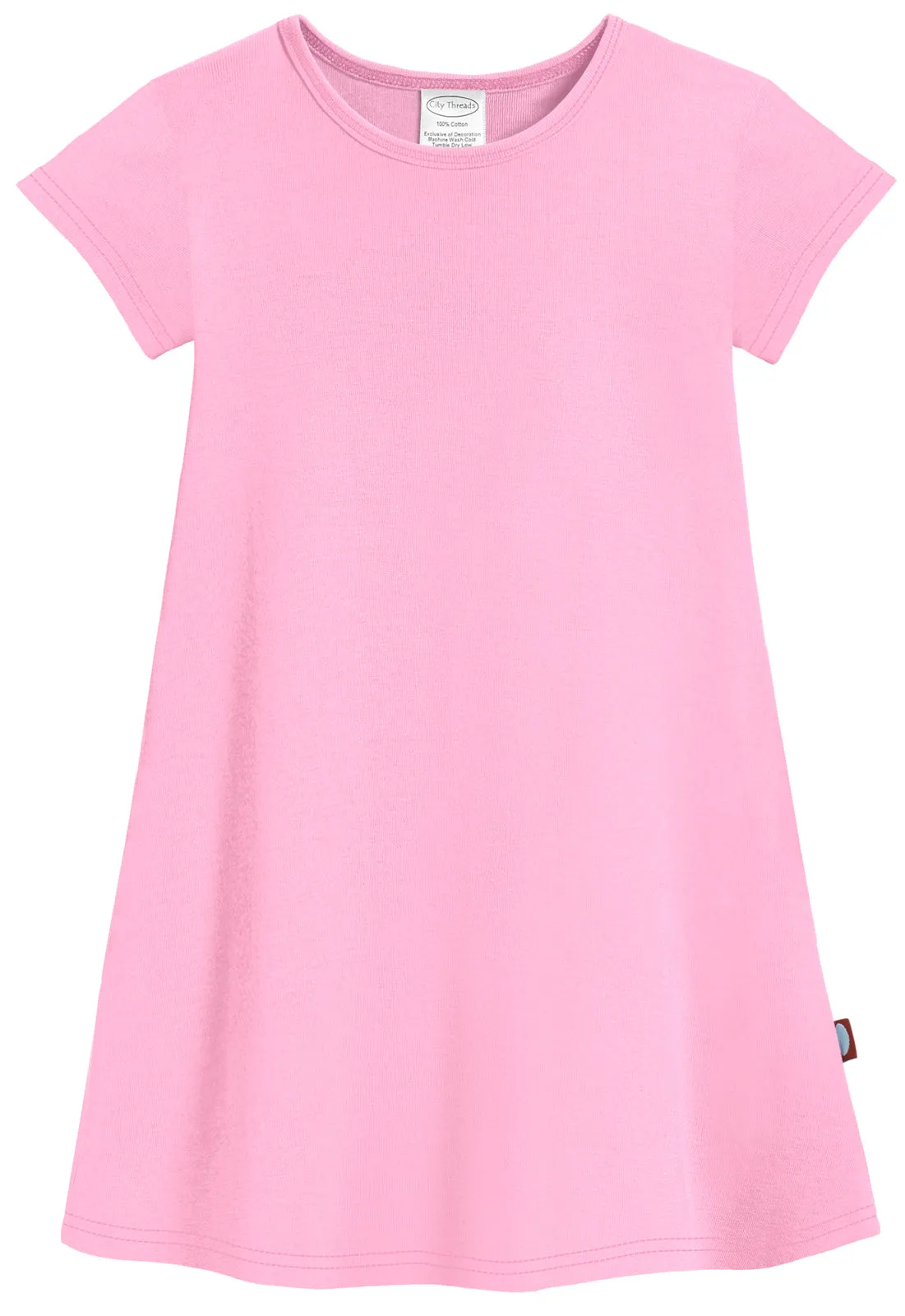 Girls Soft Cotton Jersey Cap Sleeve Dress | Bright Light Pink