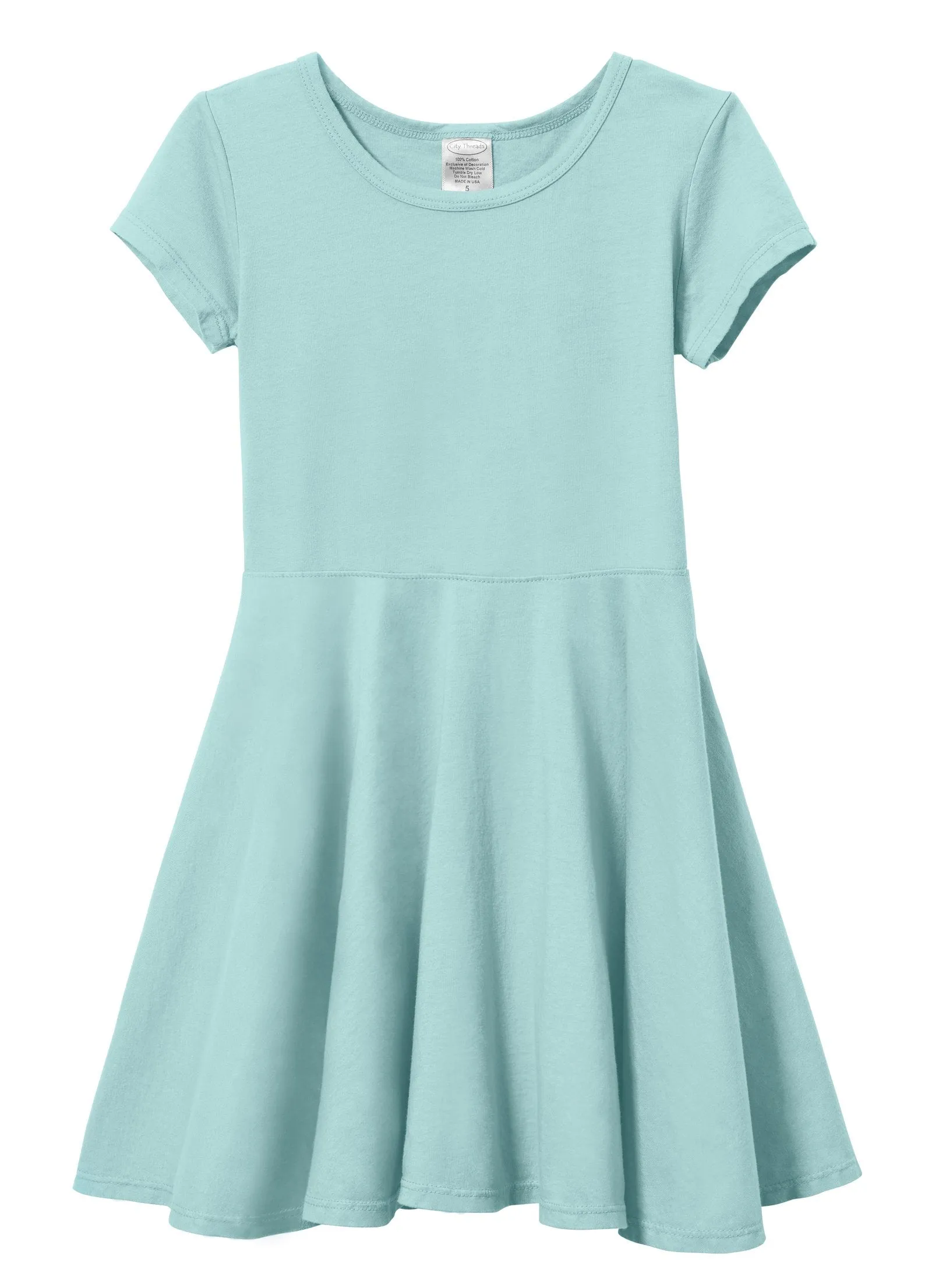 Girls Soft Cotton Jersey Short Sleeve Twirly Dress | Wave