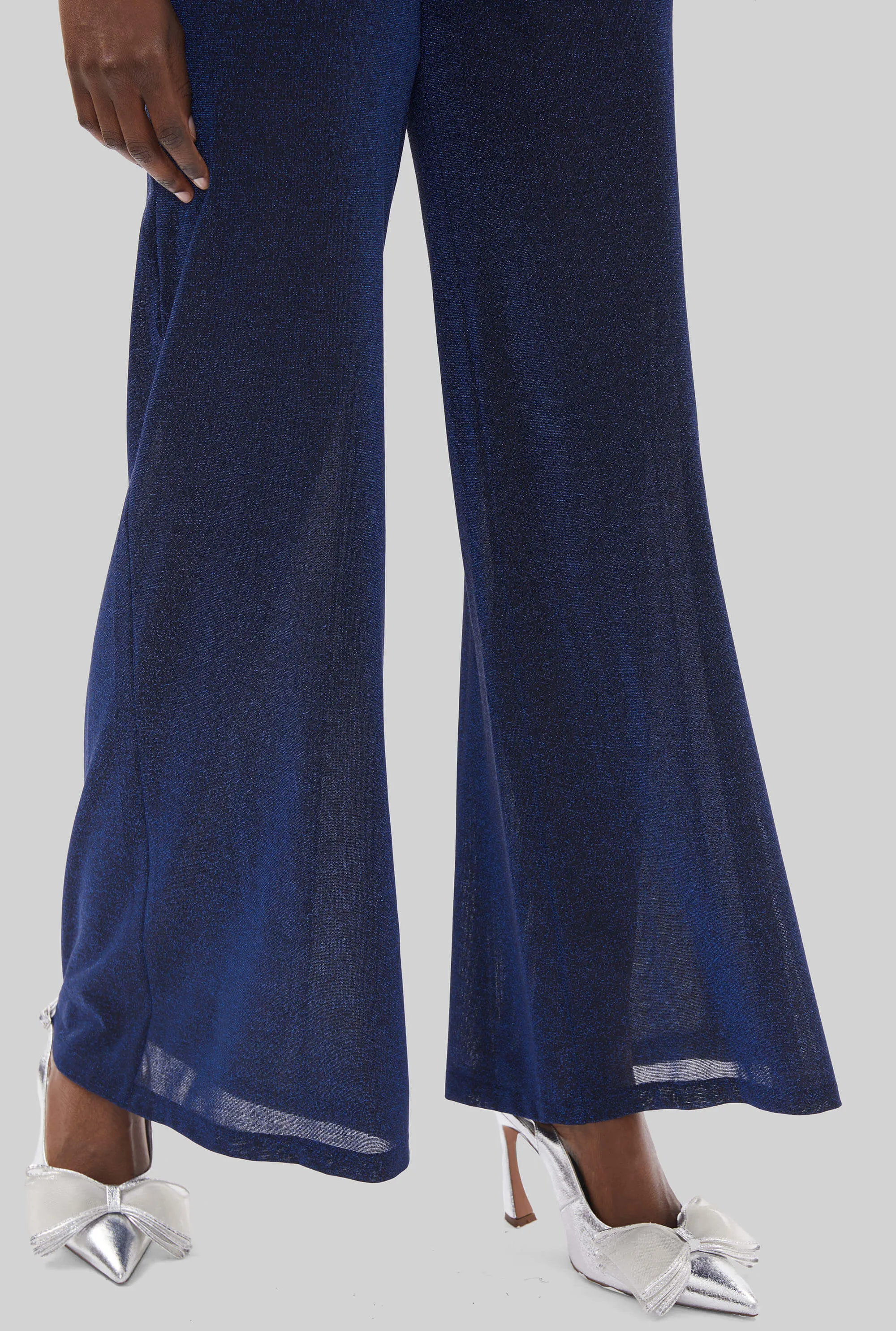 Lurex Evening  Palazzo Trousers Navy