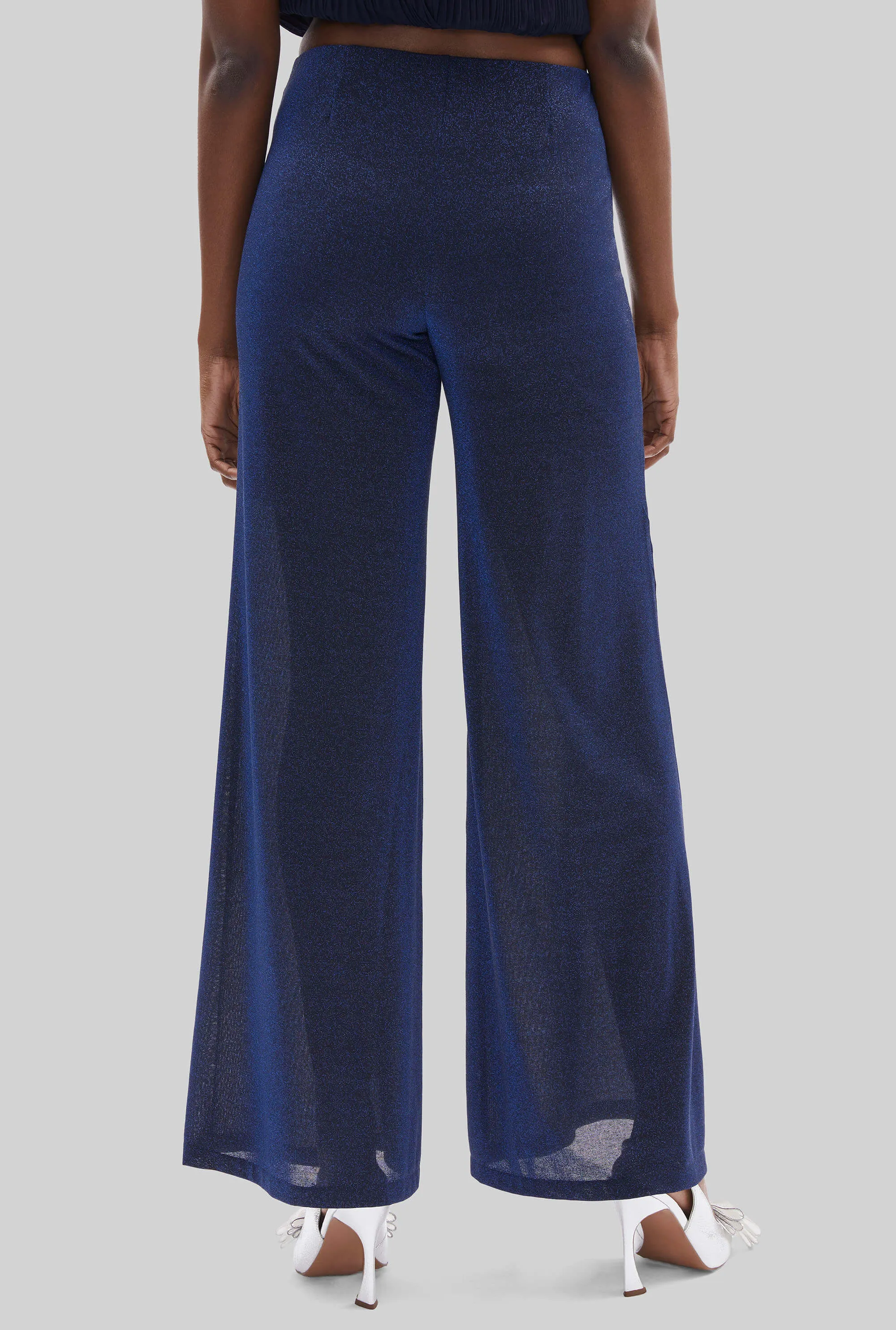 Lurex Evening  Palazzo Trousers Navy