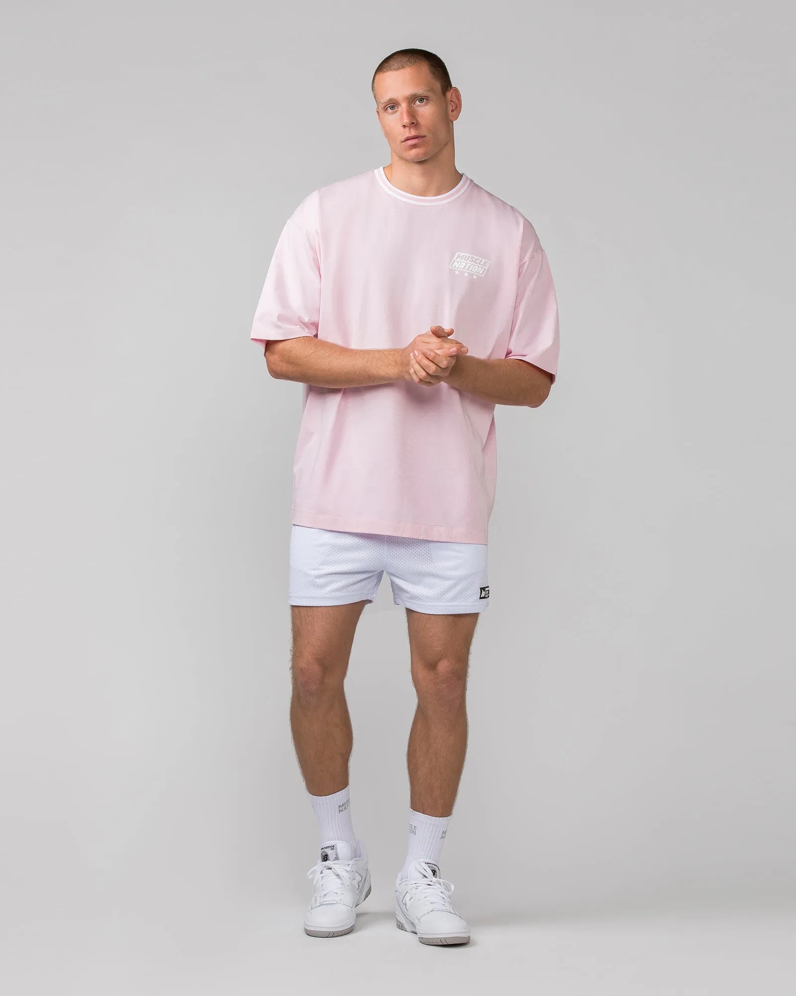 Muscle Nation | Throwback Oversized Tee - Soft Pink (Mens Sizing)