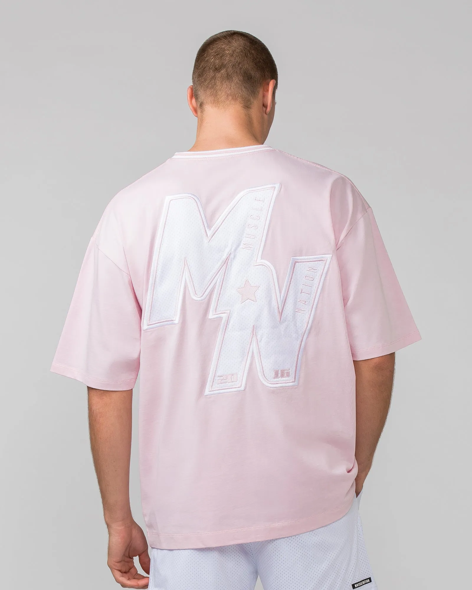 Muscle Nation | Throwback Oversized Tee - Soft Pink (Mens Sizing)