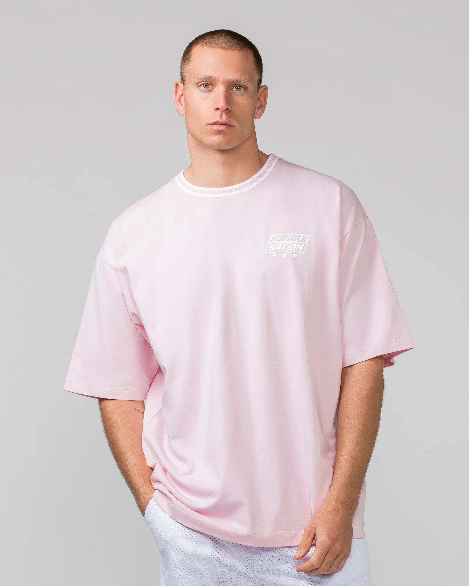 Muscle Nation | Throwback Oversized Tee - Soft Pink (Mens Sizing)