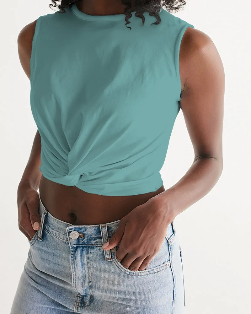 SMF Dusty Mint Feminine Twist-Front Tank