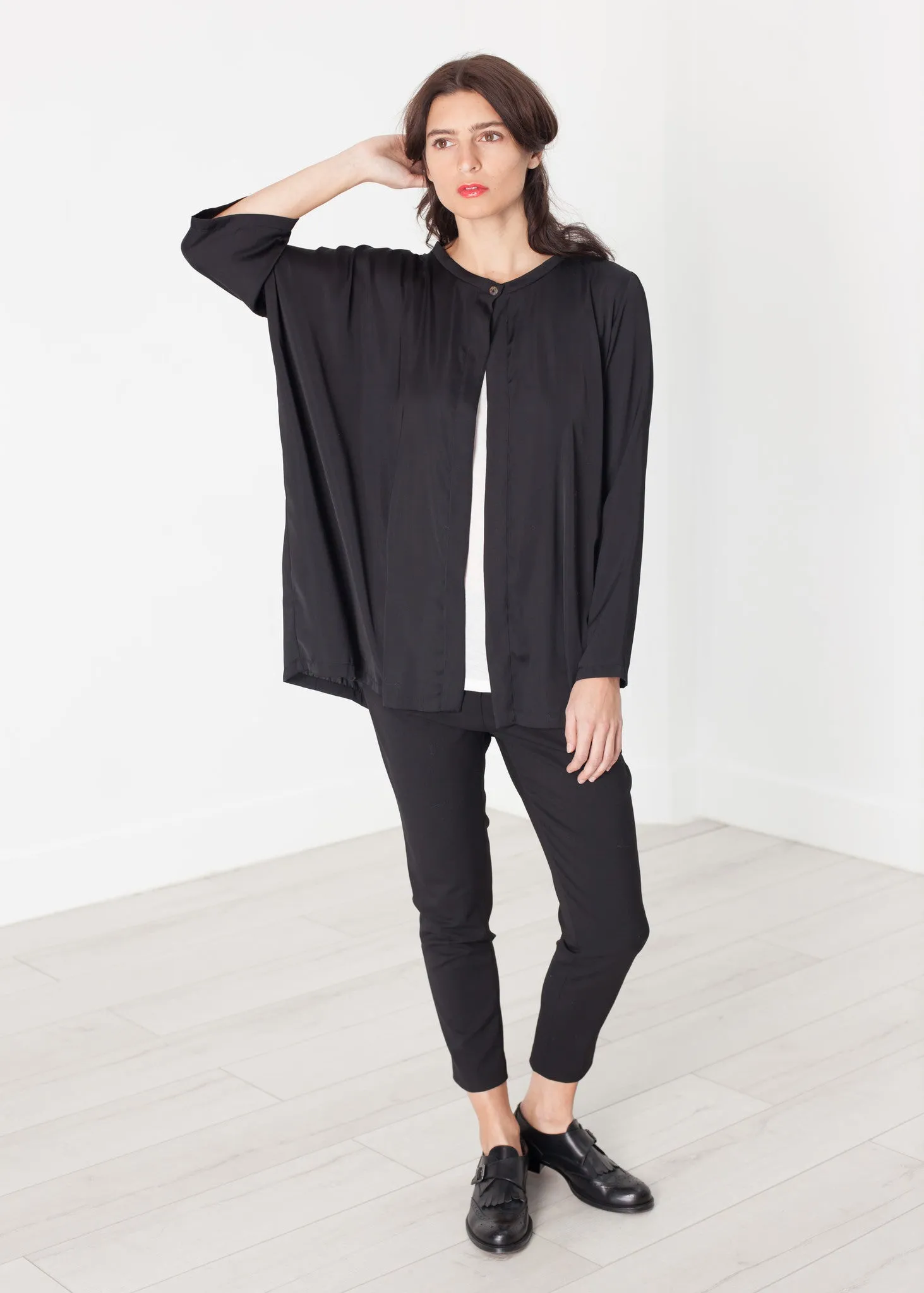 Unbalanced Cardigan in Black -UEB