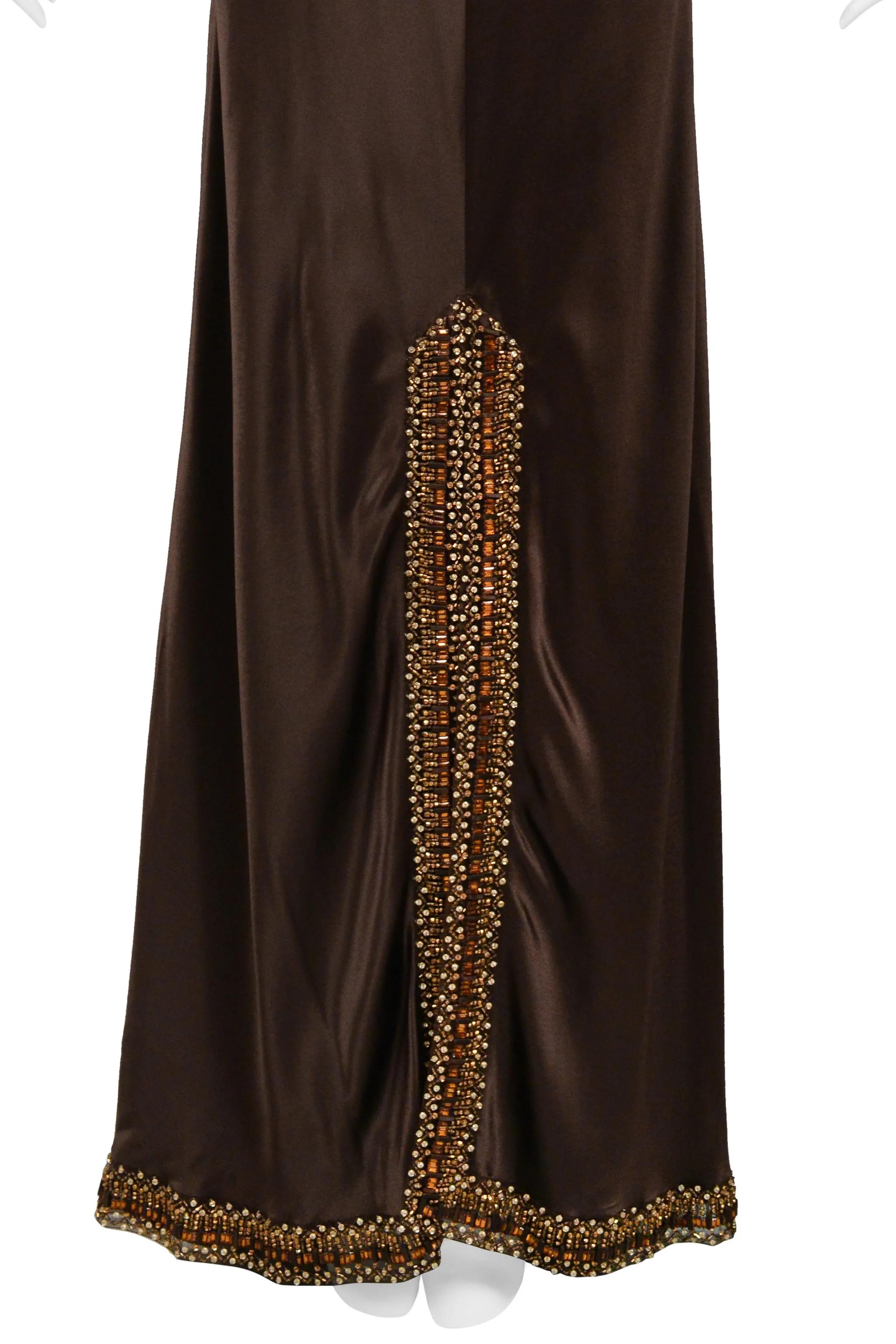 VALENTINO BROWN SILK EVENING GOWN AW 2006-07